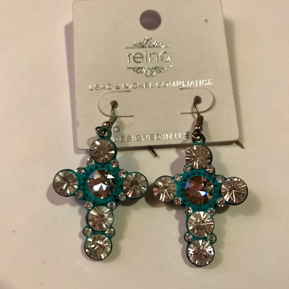Rhinestone Cross Earrings